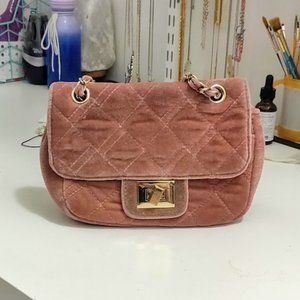 JustFab Pink Velvet Crossbody Bag